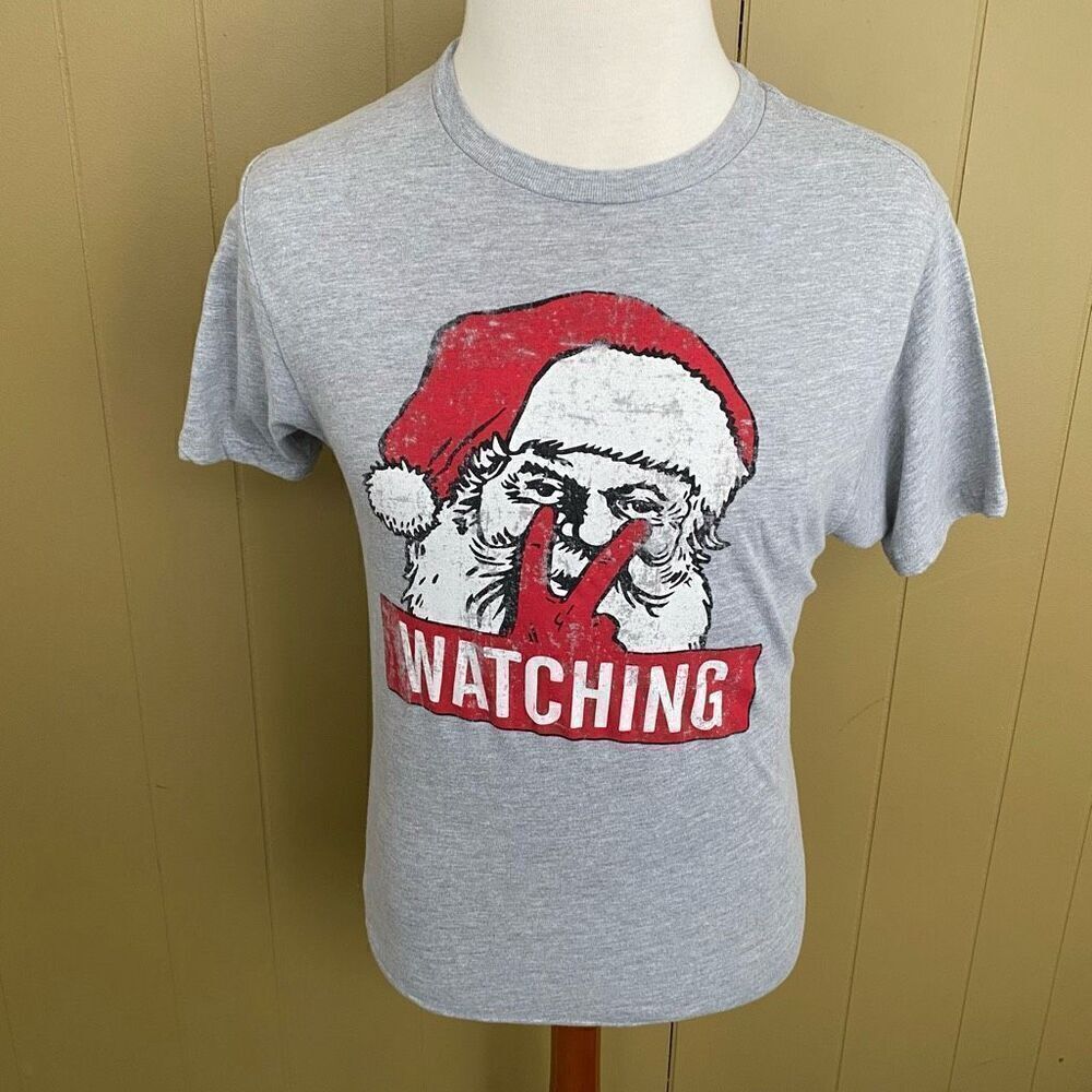Holiday Time men S Crewneck short sleeve t-shirt w/santa face